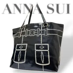 希少品✨ ANNA SUI トートバッグ ショルダーバッグ エナメル ブラックのサムネイル