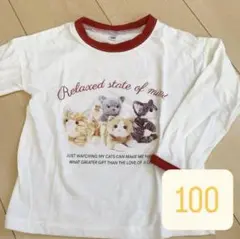 100 90 薄手の長袖 長袖 Tシャツ 秋 春 女の子 猫 可愛い
