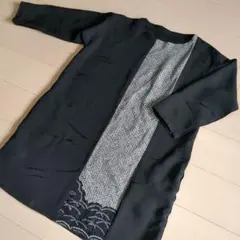 ハンドメイド♪着物リメイク　絹絞り　チュニック　黒