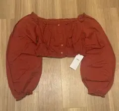 新品　mystic ミスティック　フリルショートブラウス　長袖トップス