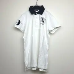 ラルフローレンスポーツ　半袖ポロシャツ　ロゴ　刺繍　ホワイト/ネイビー　M