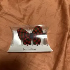 【新品】familiar ファミリアチェック　りぼん　ヘアピン