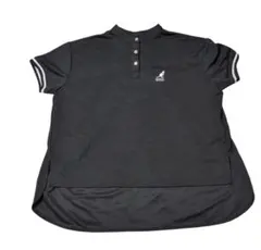 KANGOL　ノーカラーフレア　半袖ポロシャツ　配色ライン