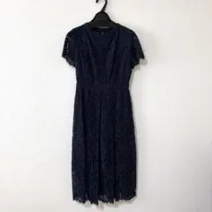 AIMER エメ 総レース パーティードレス 9号 ネイビー