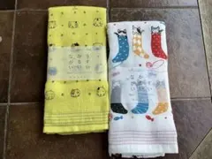今治産和柄たおる2枚set イエローキャッツ柄 靴下猫柄クリックポスト便送料無料のサムネイル