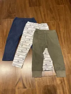 ベビー レギンス ネイビー ストライプ オリーブ　UNIQLO 裏起毛