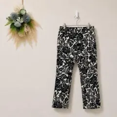 ジョルジュレッシュ 花柄 スキニーパンツ ボタニカル ストレッチ M 黒白のサムネイル
