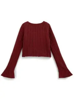 スリットフレアスリーブジップニットカーディガン[tu1294] ボルドー