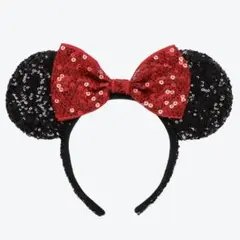 ミニーマウス風ラメカチューシャ　赤　キラキラ　ミニー