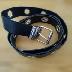 黒 合成皮革 ベルト メタルホール付き