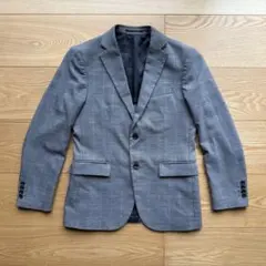 【GU】グレー チェック柄 テーラードジャケット