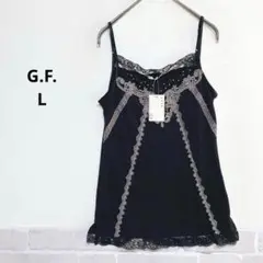 新品タグ付き G.F. パレモ レース ビジュー キャミソール ブラックi096