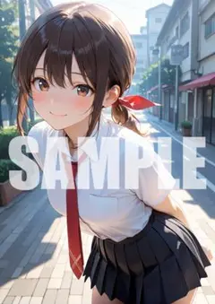 №4　可愛い 女の子 イラスト ポスター A4 セーラー服 制服 アニメ風