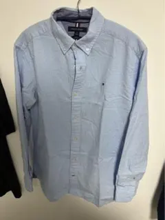 TOMMY HILFIGER 水色 スリムフィット 長袖シャツ M
