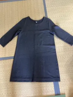 ユニクロダークグレー 長袖 Aライン ワンピース M