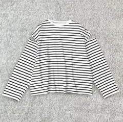 グレイル　肩スリット　ボーダー　カットソー　F 白×黒　長袖
