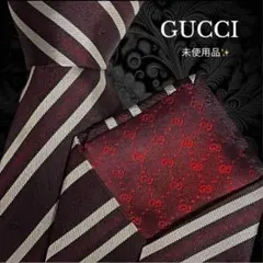 GUCCI ネクタイ ストライプ レッド ボルドー GG シグネチャー シマ柄