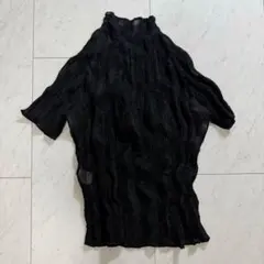 [未使用]PLEATS PLEASE 半袖レイヤードチュニックワンピー黒タグ付き 未使用]PLEATS PLEASE 半袖レイヤードチュニックワンピー黒タグ付き