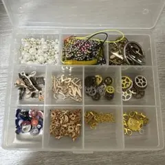 ハンドメイド素材セット 金属パーツとビーズ おまけ付き
