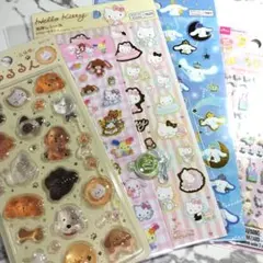 5枚セット　きゅるるんシール　ラメ入り樹脂もりシール　サンリオ　正規品