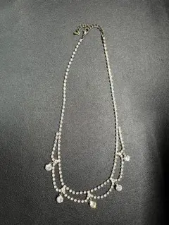 3段クリスタルビーズネックレス：ラインストーン ネックレス ゴールド ビジュー