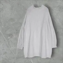 Y.U.R.I 百合 ハイネック ニット セーター L 長袖 リブ アイボリー