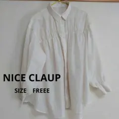 ⑱【NICE CLAUP】光沢×シアー オーバーサイズシャツ フリーサイズのサムネイル