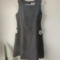 GALLERY VISCONTI グレー チェック ノースリーブワンピース