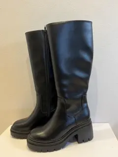 レザートラックソールロングブーツ