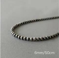【ナバホパールネックレス】 Navajo（6mm/50cm）燻し仕上げ