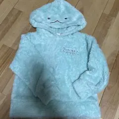 水色 フード付き フリース トレーナー 100cm すみっコぐらし　とかげ