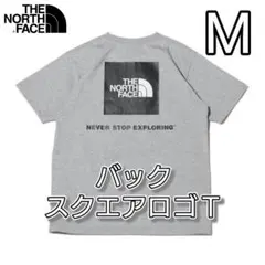 美品 THE NORTH FACE バックスクエアロゴT ミックスグレーM