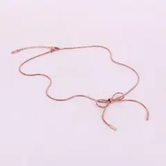 サージカルステンレス 金アレ 残り ピンクゴールド 【大人気】リボン ネックレス