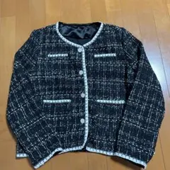 【新品】ノーカラーツイードジャケット XL