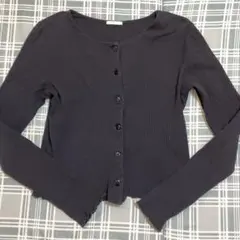 GU リブ編み ブラック 長袖カーディガン