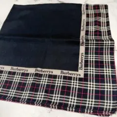 BURBERRY 大判 ハンカチ スカーフ ノバチェック ブラック ネイビー
