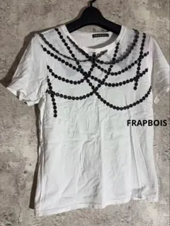 ☘️FRAPBOIS 綿100 ビーズ装飾 ホワイト半袖Tシャツ 個性的のサムネイル