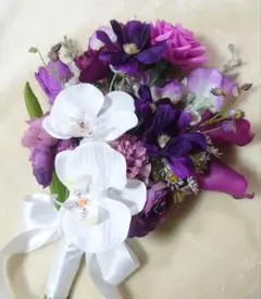 アーティフィシャルフラワーのブーケ パープル系