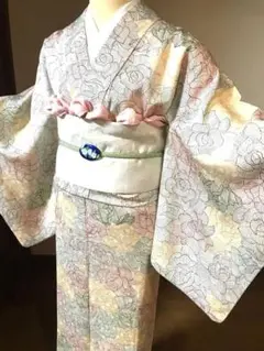 着物　バラ柄 楽天市場】レース刺繍着物 単衣 ツイル フラワー カラーデニム