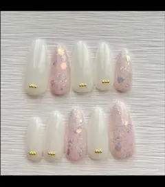 ホワイトピンクネイルチップ　10個セット