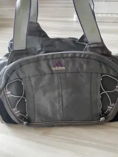adidas ショルダーバッグ グレー メッシュポケット付き