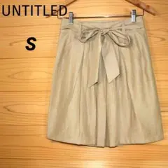 UNTITLED　フレアスカート　ミニ　薄手　タック　リボン　ベージュ