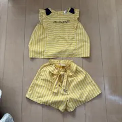イエロー ストライプ トップスとショートパンツセットのサムネイル