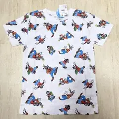 ディズニー　グーフィー　マックス　半袖　Tシャツ　総柄　130 白　ホワイト　夏のサムネイル