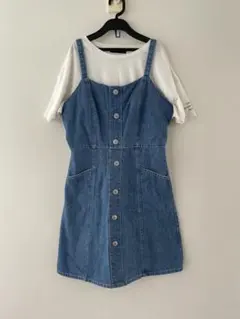 ラブトキシック LOVETOXIC デニムジャンパースカート&白TシャツL160