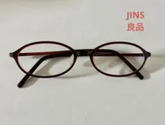 JINS ワインレッド オーバル型 メガネ ケース付き