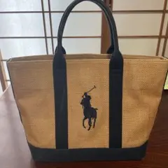 RALPH LAUREN ビッグポニートートバッグ 麻 ジュート素材