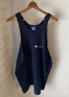 名作 USA製 90s チャンピオン 青刺繍タグ タンクトップ ネイビー Lのサムネイル