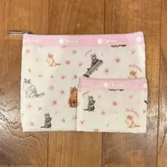 マキア MAQUIA 4月号付録　レスポートサック　猫 桜 柄ポーチセット