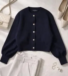 green label relaxing ビジューボタンカーディガン